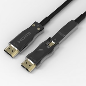Odnímatelný kabel s optickými kabely HDMI podporující vysokorychlostní 4K 60Hz 18 Gbps, s duálními mikro HDMI a standardními konektory HDMI